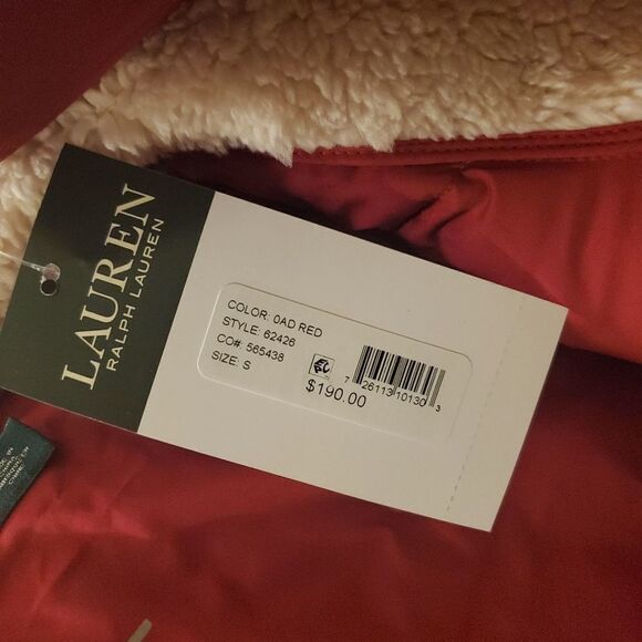 NEW Ralph Lauren Faux Fur Collar Puffer Jacket size Small in Red - Picture 11 of 13